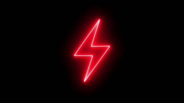 Neon line Energy electricity lighting bolt sign icon. neon battery charging icon animation, Neon bolt sign. neon lightning bolt, 4k motion video 