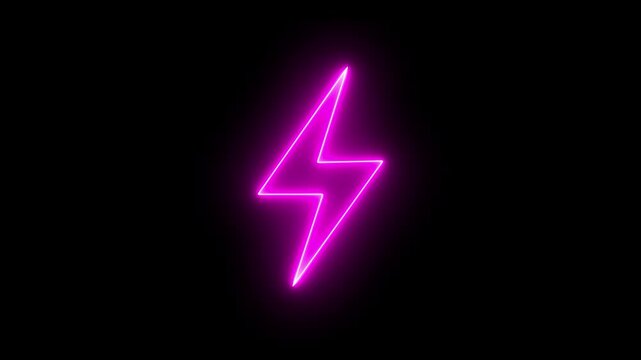 Neon line Energy electricity lighting bolt sign icon. neon battery charging icon animation, Neon bolt sign. neon lightning bolt, 4k motion video 
