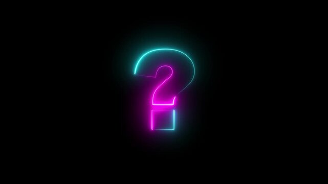 Neon glowing question mark icon, Question mark icon. problem sign. confusion mark quiz sign, pop up question mark animation, asking icon animation. Why concept
