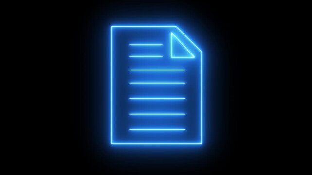 Neon line Document icon animated. digital file and data management concept, document stack icon, Represents digital records, online information, and technology. neon sign document check mark icon