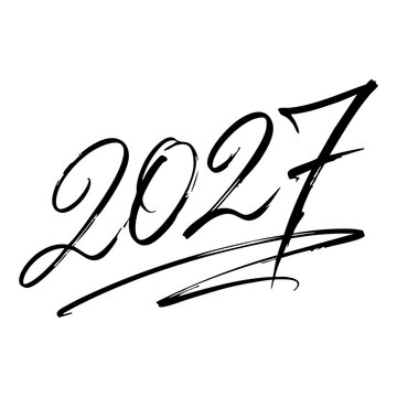 2027 artistic calligraphy lettering illustration with artistic calligraphy lettering illustration handwritten typography celebration beautiful greeting isolated decorative calendar