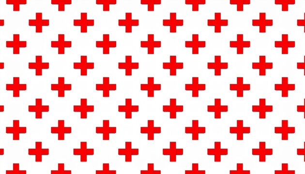 Red cross pattern on white background symbolizing health and aid