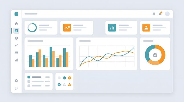 Business infographic vector illustration with graphs charts icons and UI design elements.