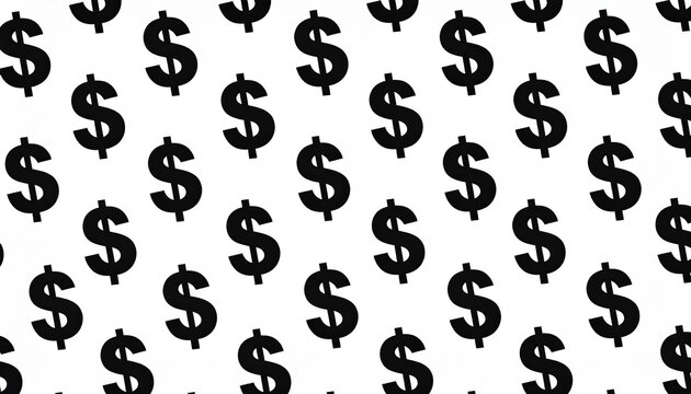 Repeating black dollar sign pattern symbolizing wealth and financial themes