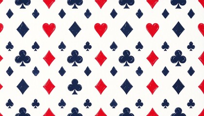 Fototapeta na wymiar Playing card suit pattern with hearts, diamonds, clubs, and spades