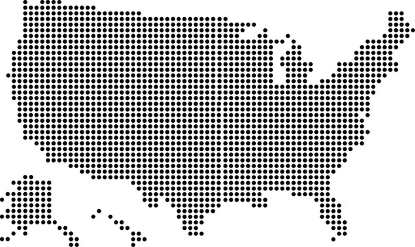 Usa map made of black halftone dots pattern shape