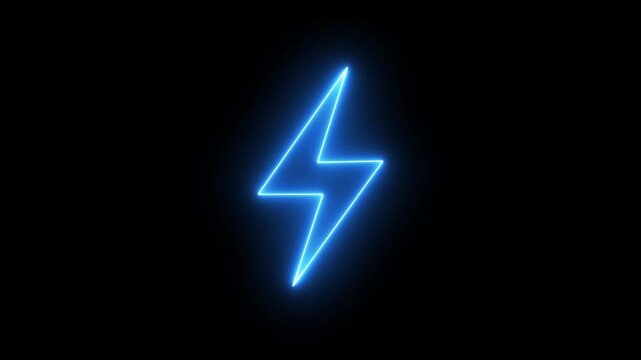 Neon line Energy electricity lighting bolt sign icon. neon battery charging icon animation, Neon bolt sign. neon lightning bolt, 4k motion video 