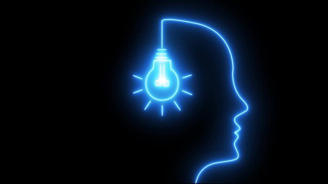 Idea concept Light bulb animation. Glowing neon light bulb animation for creative idea concept. light bulb animated outline icon