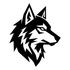 Fototapeta premium Stylized wolf head minimalist vector illustration graphic icon with the design uses geometric shapes to create a strong and recognizable silhouette predator minimalist geometric