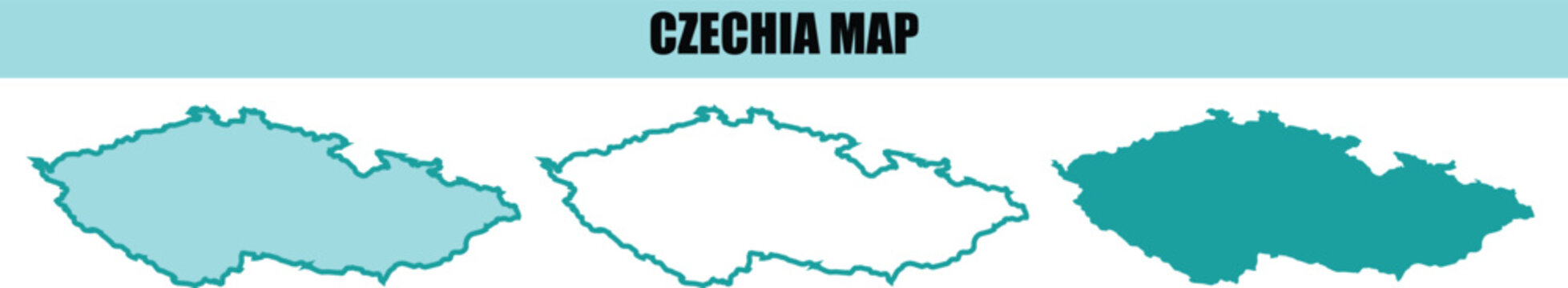 czechia map illustration with different styles, light blue and dark blue, isolated vector.