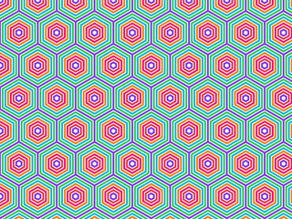 Fototapeta premium Vibrant Nested Hexagon Rings Tech Pattern Background