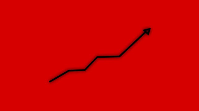 Abstract neon arrow growth , success concept. Profit growing icon animation. Growing business graph symbol. On black background.