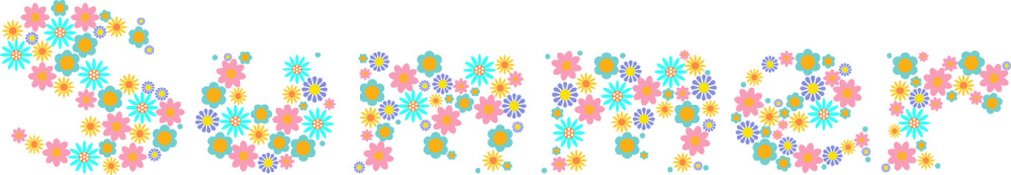 Summer with flowers, vector illustration.
