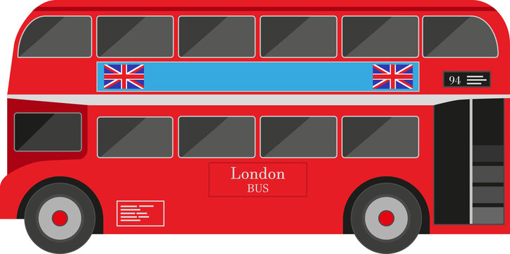 Traditional red London double-decker bus. Vector Illustration