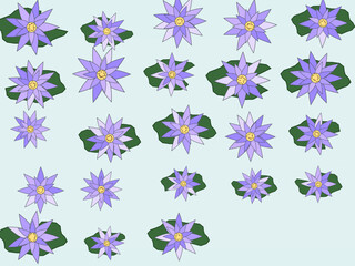 Obraz premium Lotus Flowers Lily Pads Serene Pattern Design