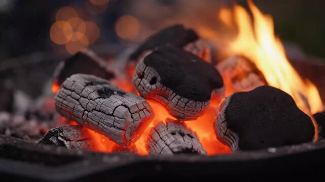 Burning Coals Create Impressing Natural Scenes Of Fire Environment And Emotions Captured In This Technology And Graphic