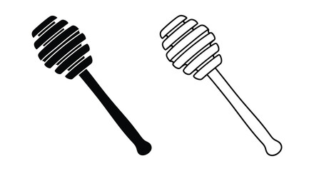 Two Honey Dippers One Filled And One Outline Black And White Silhouette © MdAbulBasher