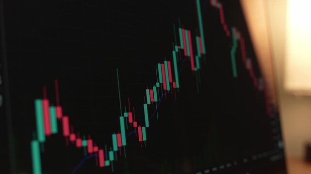 Trader Analyzing Stock Market Charts on a laptop through a brokerage platform.