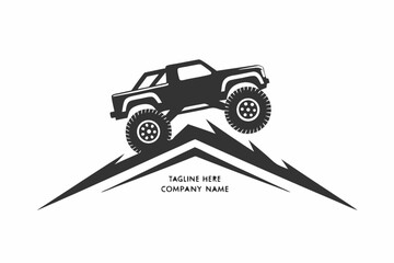Strong Bold Graphic of Monster Truck Climbing Rugged Terrain for Adventure Branding © Sonda