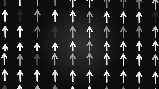 Glowing upward arrows background showing growth progress and direction in a simple abstract pattern animation