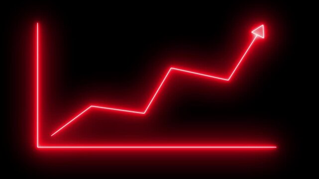 Neon line business graph arrow success icon animation. business growth arrow concept. Business line arrow.  Abstract business growth and start up business concept 