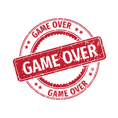 A red game over stamp on white. © khaerul