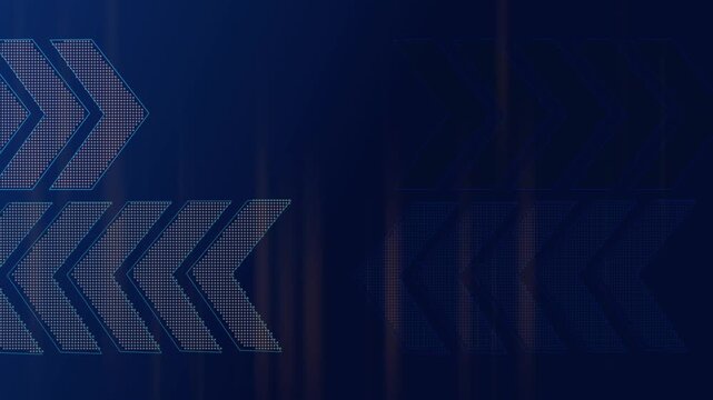 Abstract background with glowing chevron arrows and digital pattern suggesting movement direction speed animation