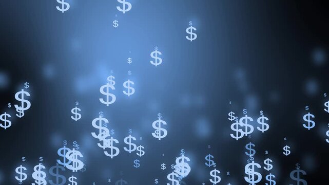 Abstract background with glowing dollar signs floating across the scene animation