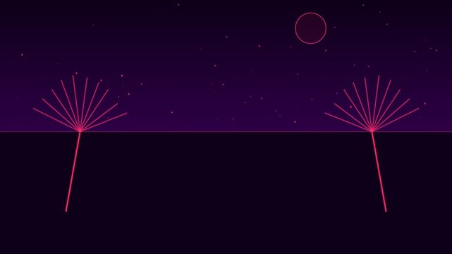 Neon Pink Neon Palm Trees Miami Vice Animation