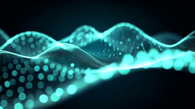 Abstract Digital Particle Wave Motion Background Animation.