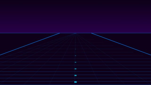 Electric Blue Outrun Road Speed Perspective Animation