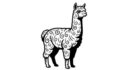 Fototapeta premium Elegant black and white alpaca illustration for design and decoration