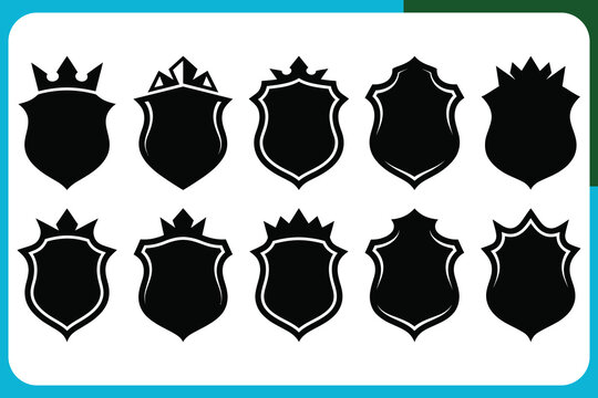 Collection of various crowned crests and heraldic shields  Graphic Resources