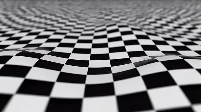 Wavy checkerboard pattern with depth of field effect.