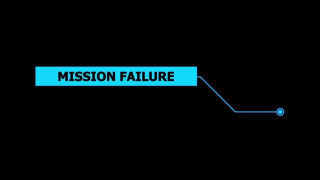 Animation of Callout, HUD UI elements on black color background. Animation of HUD elements with text "Mission Failure". Callout futuristic hud animation digital six pack on the black screen .