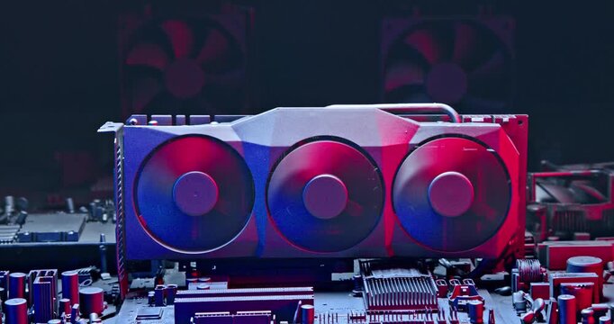Working graphics card (GPU) during malfunction fan on heat sink.