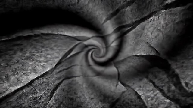 A dark and textured abstract pattern with a central spiral.