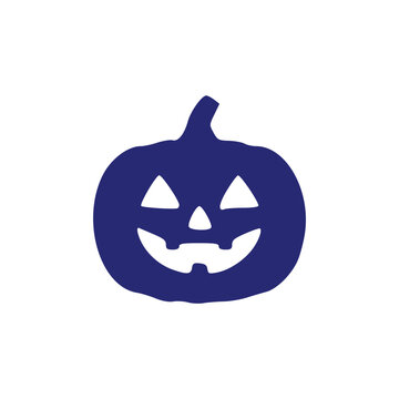 Spooky Jack o lantern pumpkin Halloween blue silhouette vector icon symbol