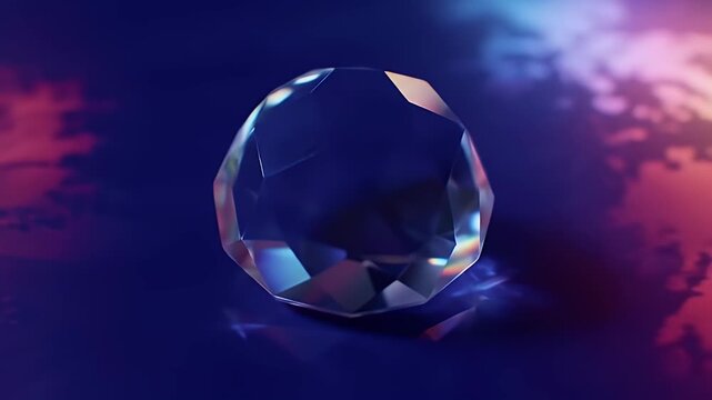 A radiant crystal gemstone refracts light into a spectrum of colors against a dark, blurred background.