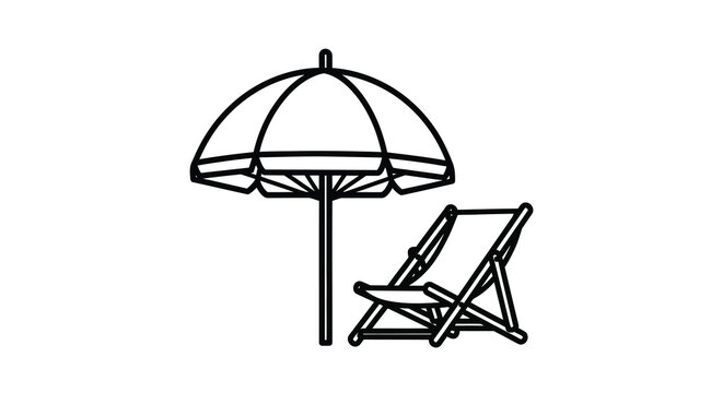 Beach chair and umbrella silhouette