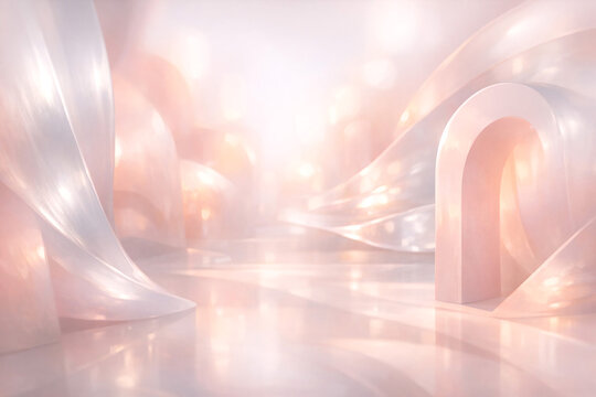 An abstract hallway with wavy floors and glowing lights, evoking a futuristic or otherworldly vibe.
