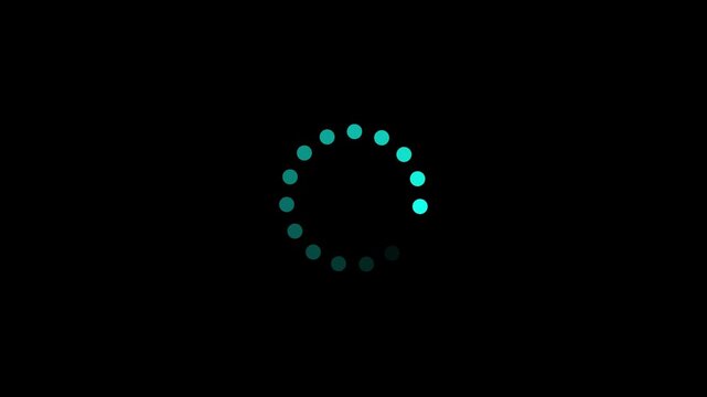 Loading - circle Modern loading animation. Circular loading indicator , loading and buffering icon animation-looped . White loading spinner composed of small circles arranged in a circular pattern .