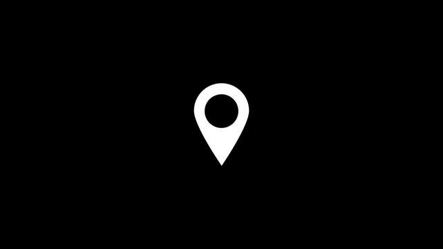 White map location pin with a circular hole in the center isolated Animated map route path with location pins, travel destination connection line, gps navigation concept .