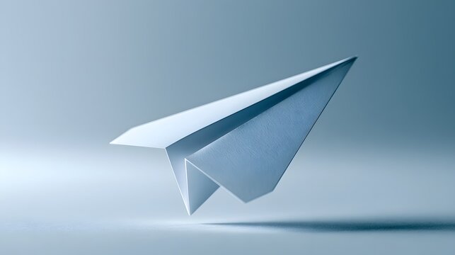 Stylized paper airplane on gradient surface