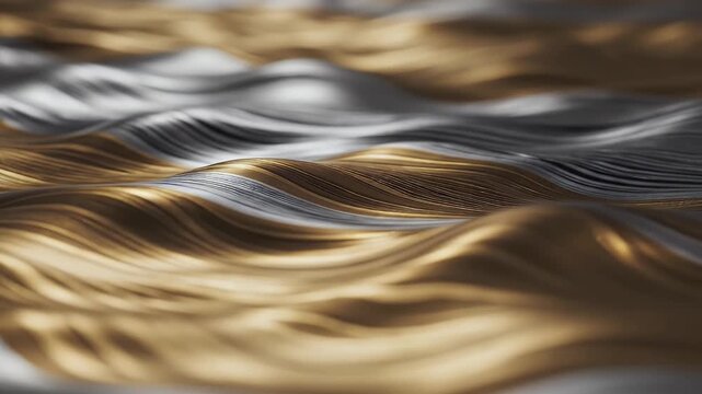 Abstract visualization of flowing gold and silver threads.