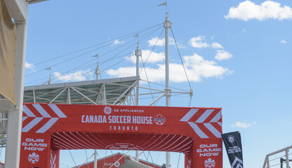 Naklejka premium GE Appliances Canada Soccer House Toronto, a branded fan hub, event space, and community venue, at Harbourfront Centre