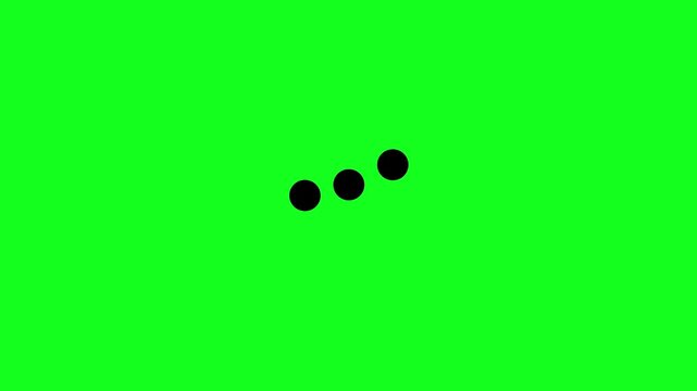 Three black circles arranged in a horizontal row isolated on a green background representing a loading indicator or a menu navigation