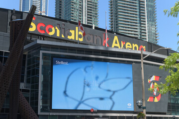 Naklejka premium digital spectacular outside the Scotiabank Arena, Maple Leaf Square section, for Stellest Toronto
