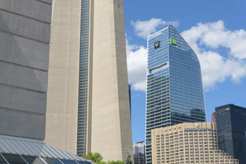 Naklejka premium from l to r: Rogers Centre, CN Tower, TD Terrace, Intercontinental hotel, TD Centre (and other buildings), Toronto