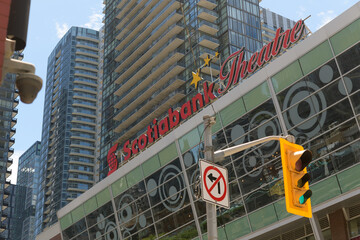 Naklejka premium sign on the exterior of Scotiabank Theatre located at 259 Richmond St W, Toronto